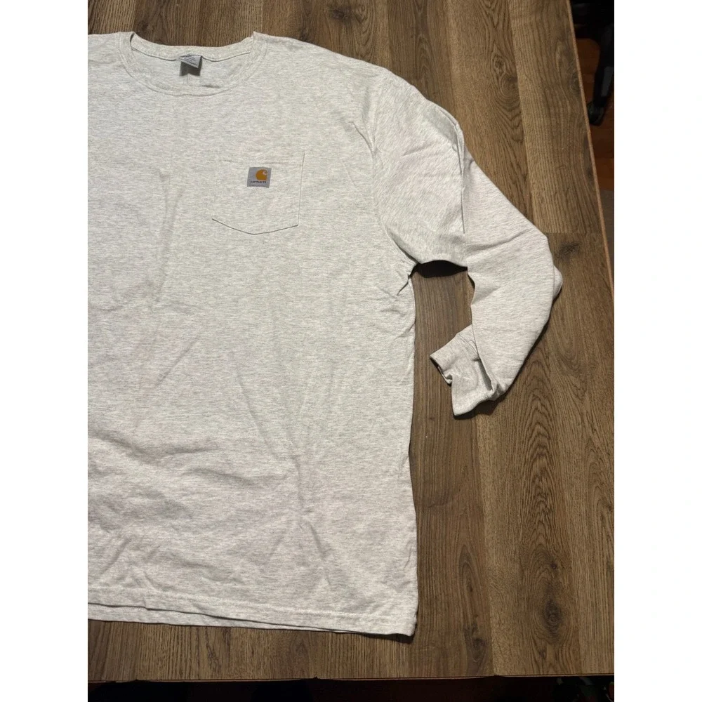 Carhartt Shirts Mens 2XL Gray Long Sleeve Pocket Crewneck Heavyweight